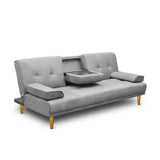 Artiss 188cm Grey Faux Linen Sofa Bed — 3-Seater, Thick Cushioning — Allure Home Collections