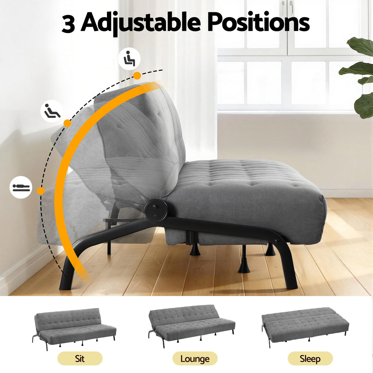 Archer Innerspring Sofa Bed, Grey, view 4
