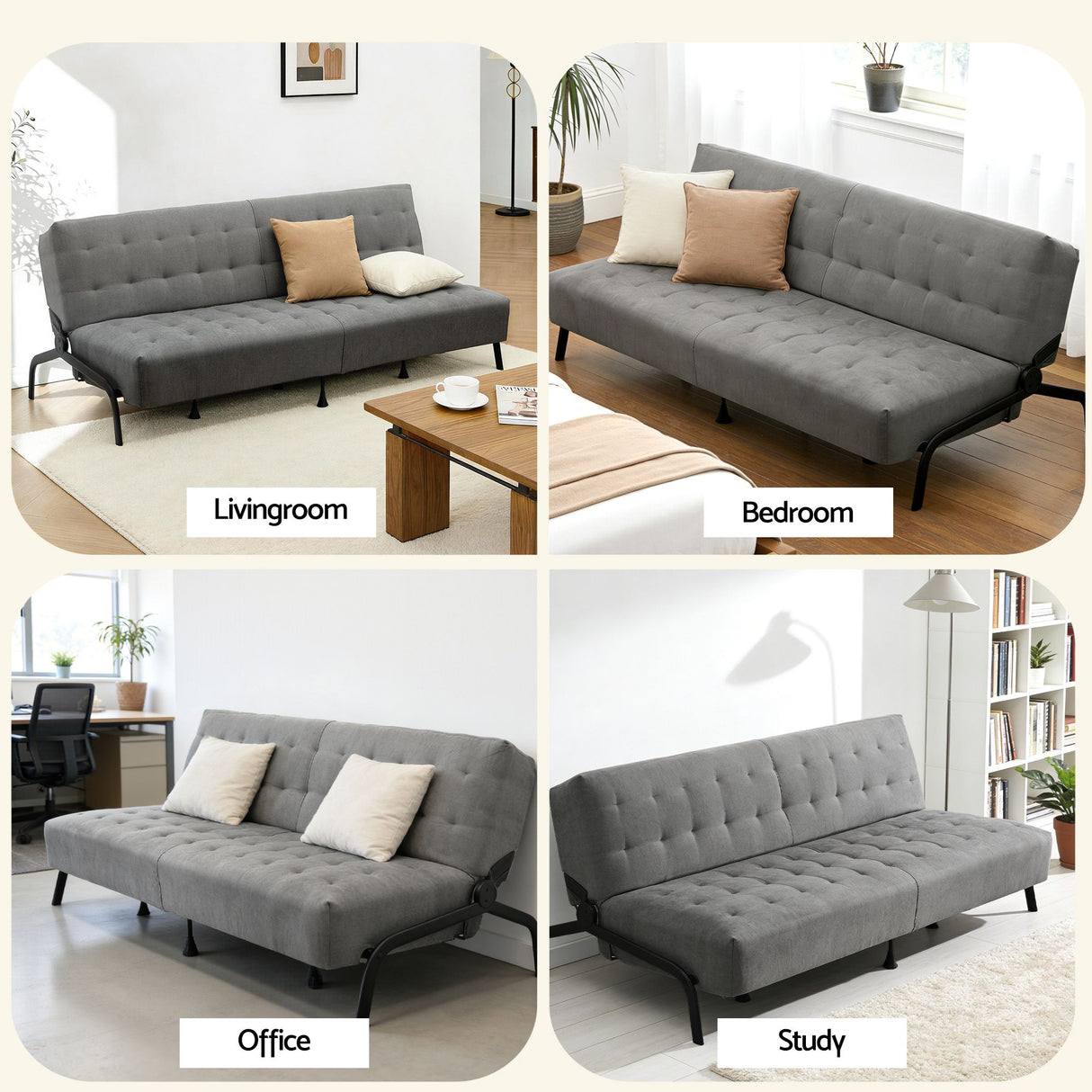 Archer Innerspring Sofa Bed, Grey, view 7
