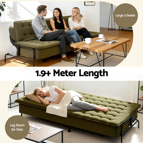Archer Innerspring Sofa Bed, Green, view 3