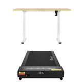 Kingston oak electric standing desk with walking pad in a home office