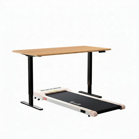 Weetangera Electric Standing Desk with 360mm Walking Pad, Black and Natural Wood 120cm