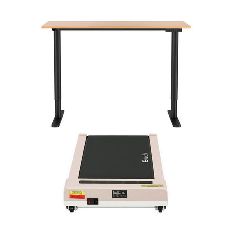 Weetangera Electric Standing Desk with 360mm Walking Pad, Black and Natural Wood 120cm