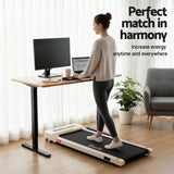 Weetangera Electric Standing Desk with 360mm Walking Pad, Black and Natural Wood 120cm