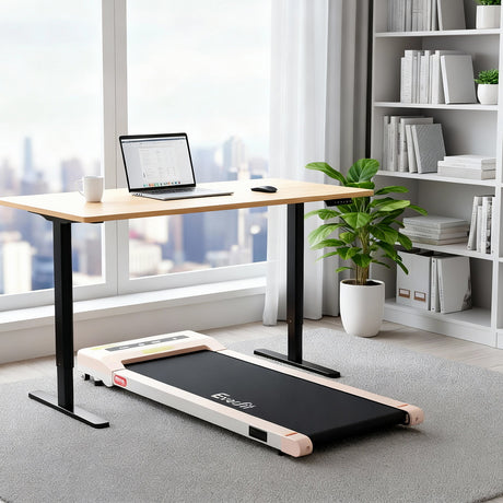 Weetangera Electric Standing Desk with 360mm Walking Pad, Black and Natural Wood 120cm