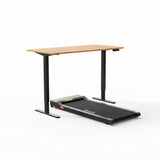 Weetangera Electric Standing Desk with 400mm Walking Pad, Black and Natural Wood 120cm