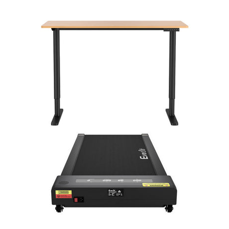 Weetangera Electric Standing Desk with 400mm Walking Pad, Black and Natural Wood 120cm