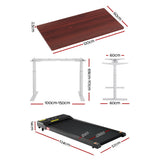 Deakin walnut electric standing desk with walking pad in a home office