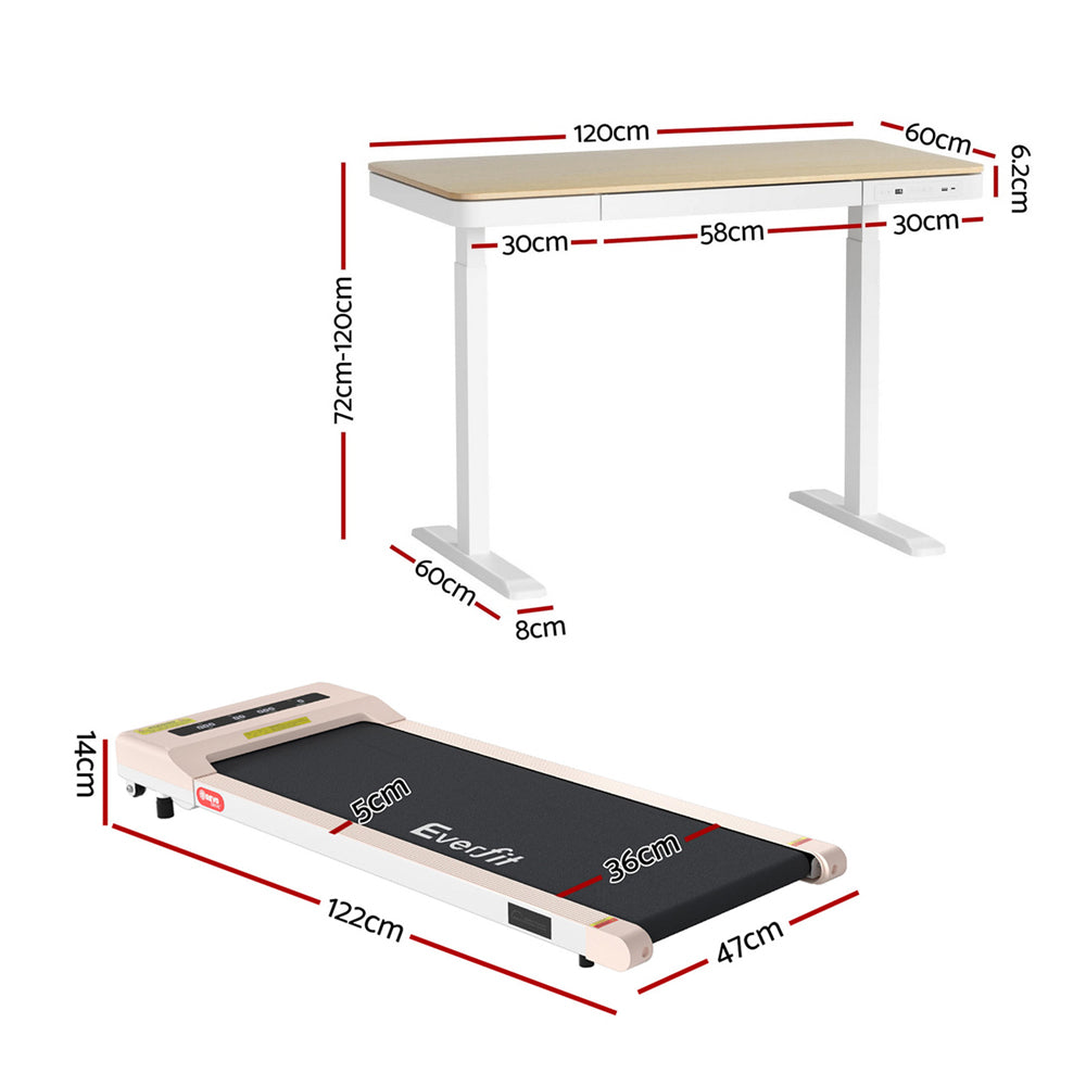 Amaroo Electric Standing Desk with Treadmill, Oak 120cm 360mm Belt