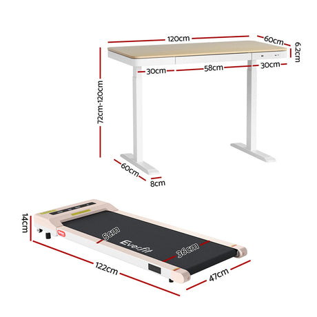 Amaroo Electric Standing Desk with Treadmill, Oak 120cm 360mm Belt