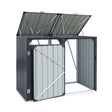 Grey steel double wheelie bin storage shed
