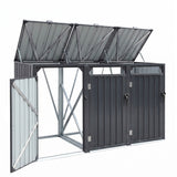 Eucla grey steel triple wheelie bin enclosure holding three 240L bins