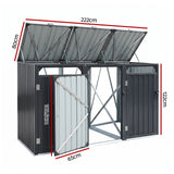 Eucla Triple Wheelie Bin Enclosure, Steel, Grey