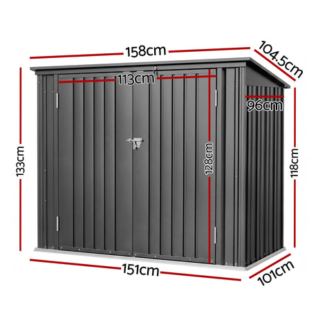 Grey steel wheelie bin storage enclosure with gas struts (view 2)