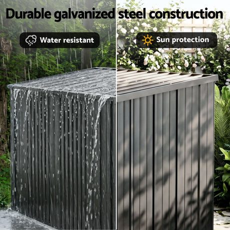 Grey steel wheelie bin storage enclosure with gas struts (view 6)