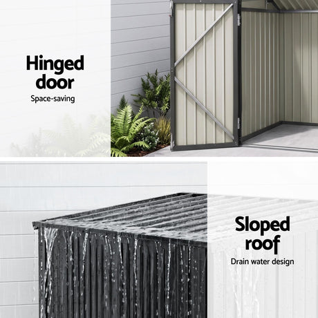 Grey steel wheelie bin storage enclosure with gas struts (view 7)