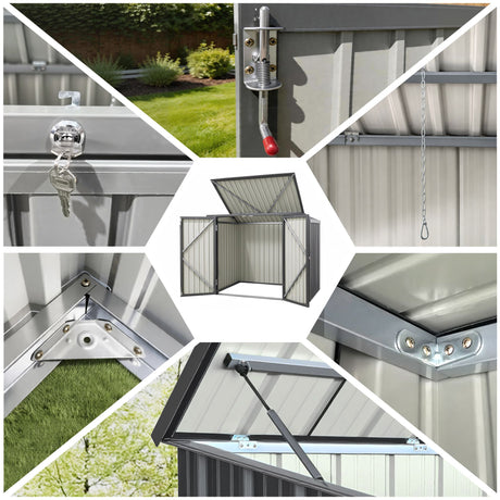 Grey steel wheelie bin storage enclosure with gas struts (view 8)