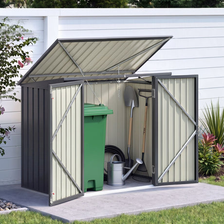 Grey steel wheelie bin storage enclosure with gas struts (view 9)