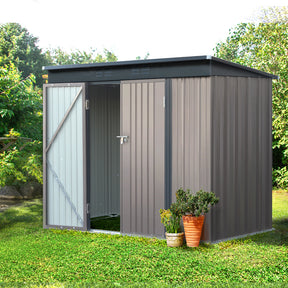 Cunderdin brown metal garden shed with double doors in a backyard