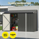 Steel garden shed interior storage space