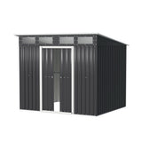 Galvanised steel garden shed in backyard setting