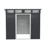 Galvanised steel garden shed side view with skillion roof