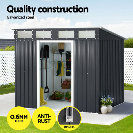 Steel garden shed interior storage space