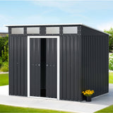 Outdoor galvanised steel garden shed, front view