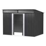 Caiguna galvanised steel garden shed with double sliding doors