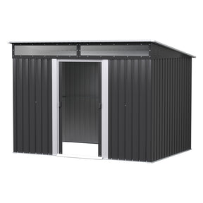 Caiguna galvanised steel garden shed with double sliding doors