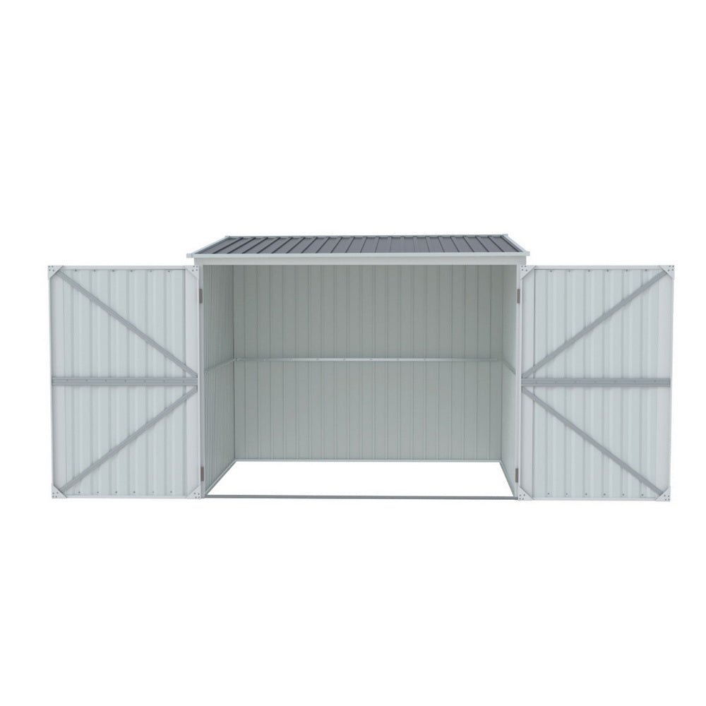 Garden Shed 2.06 x 2.03M Galvanised Steel with Double Doors - Grey