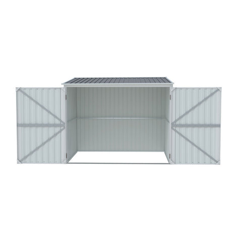 Garden Shed 2.06 x 2.03M Galvanised Steel with Double Doors - Grey