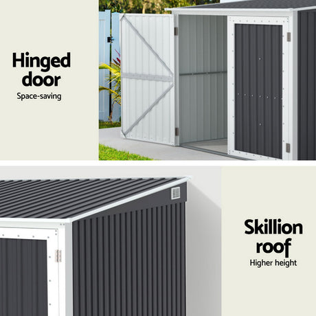 Garden Shed 2.06 x 2.03M Galvanised Steel with Double Doors - Grey