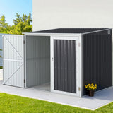 Garden Shed 2.06 x 2.03M Galvanised Steel with Double Doors - Grey