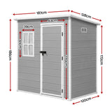 Resin garden shed side profile showing sloped roof