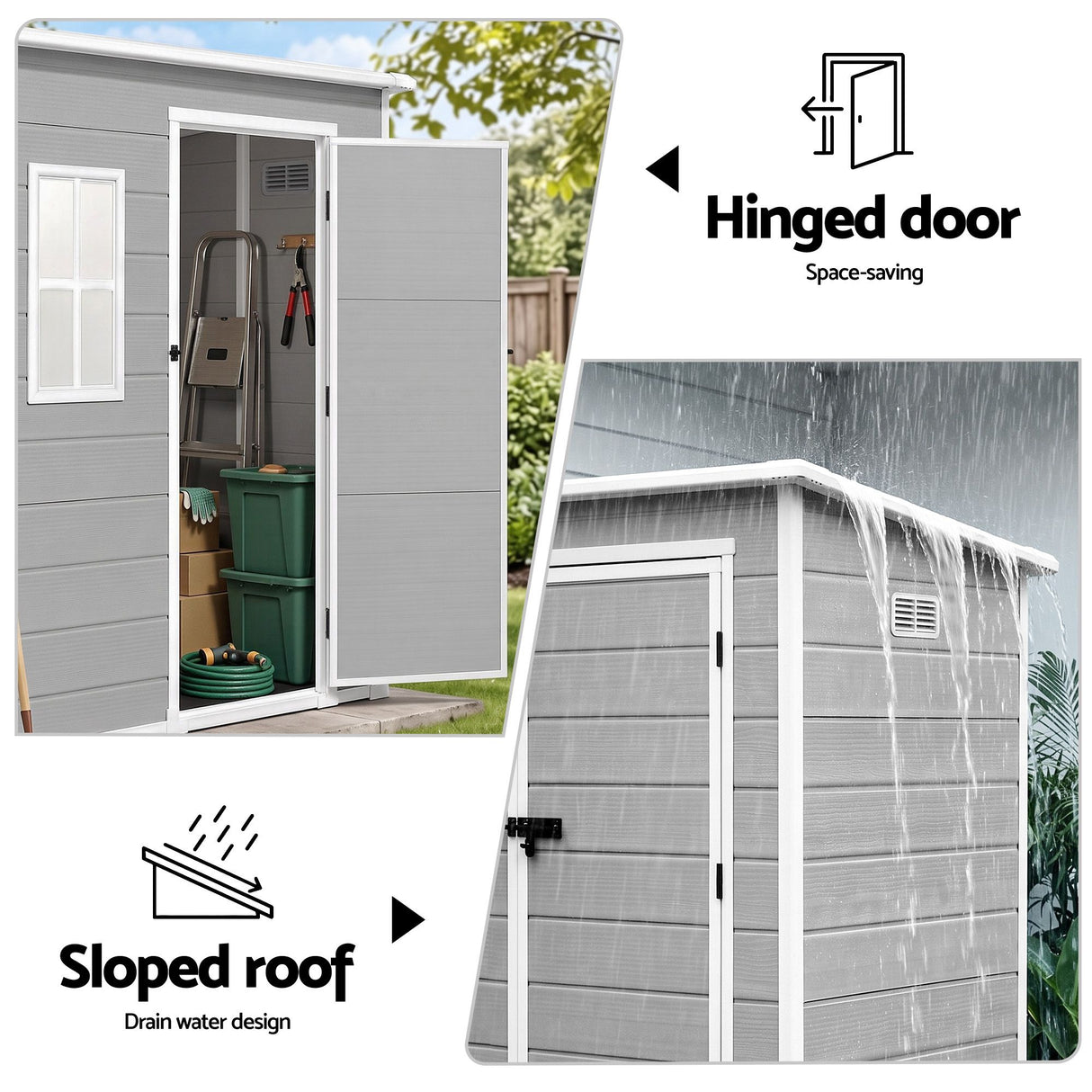 Resin garden shed lockable handle close up