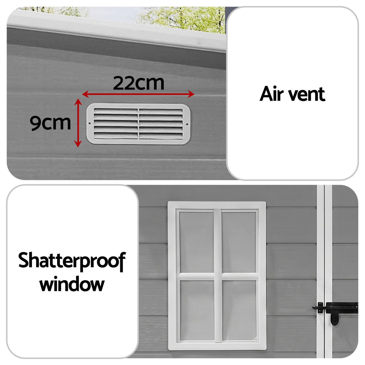 Outdoor resin storage shed roof detail