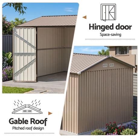Steel garden shed interior storage space