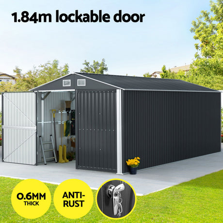 Steel garden shed spacious interior storage