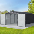 Loongana large galvanised steel workshop garden shed with wide double doors