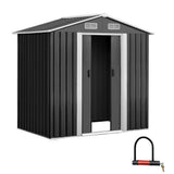 Garden Shed 1.96 x 1.32M Galvanised Steel with Sliding Doors - Grey