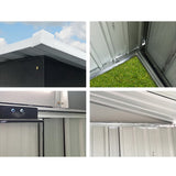 Garden Shed 1.96 x 1.32M Galvanised Steel with Sliding Doors - Grey