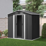 Garden Shed 1.96 x 1.32M Galvanised Steel with Sliding Doors - Grey