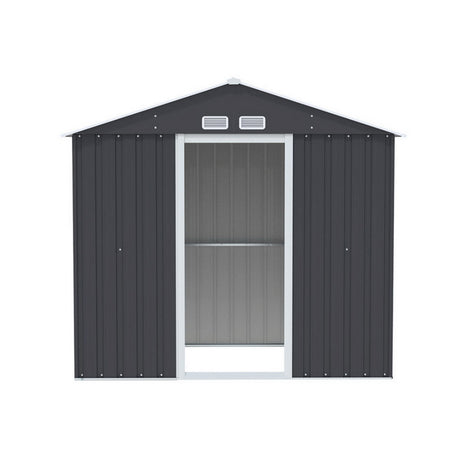 Garden Shed 2.15 x 1.3M Galvanised Steel with Sliding Doors - Grey