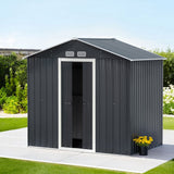 Kitchener compact galvanised steel garden shed with sliding doors