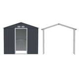 Garden Shed 2.15 x 1.74M with Extension Kit Galvanised Steel - Grey