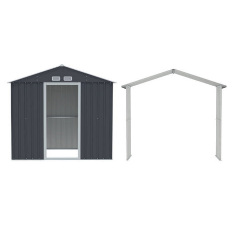 Garden Shed 2.15 x 1.74M with Extension Kit Galvanised Steel - Grey
