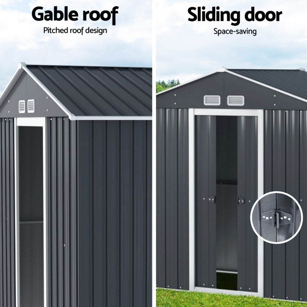Garden Shed 2.15 x 1.74M with Extension Kit Galvanised Steel - Grey