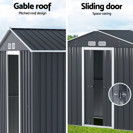 Garden Shed 2.15 x 1.74M with Extension Kit Galvanised Steel - Grey