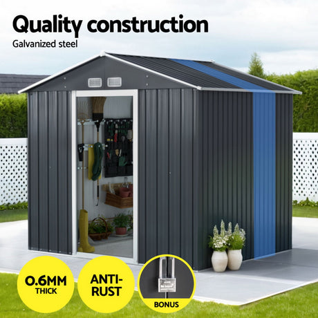 Garden Shed 2.15 x 1.74M with Extension Kit Galvanised Steel - Grey